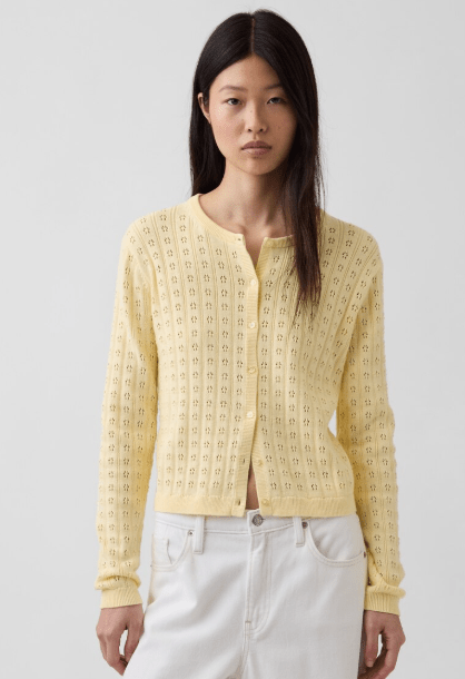 GAP コットン100% ポインテール クロップドカーディガン
