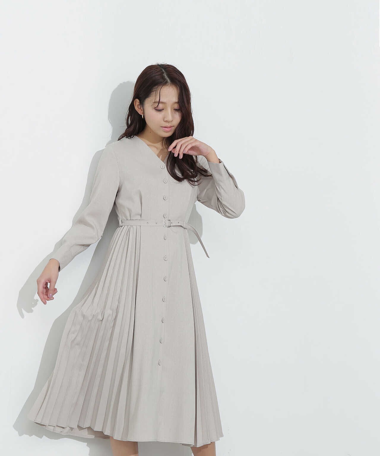 NATURAL BEAUTY BASIC サイドプリーツワンピース