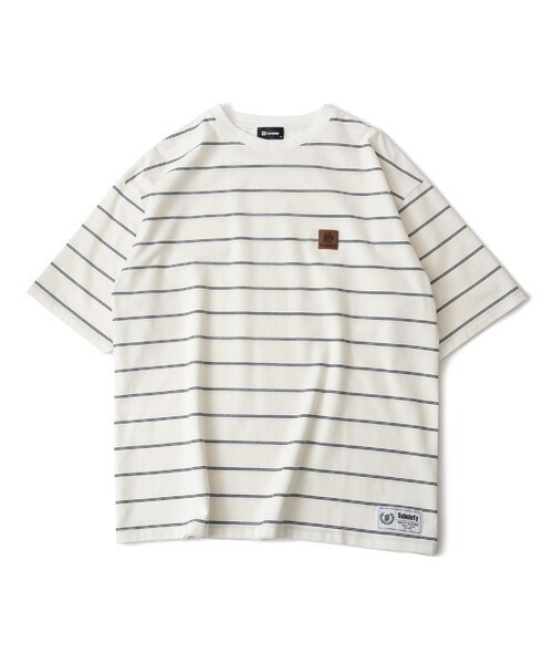 Subciety LEATHER PATCH BORDER TEE