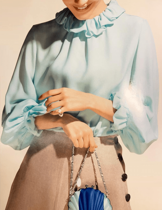 MIKAKO NAKAMURA シルクローンフリルカラーブラウス
