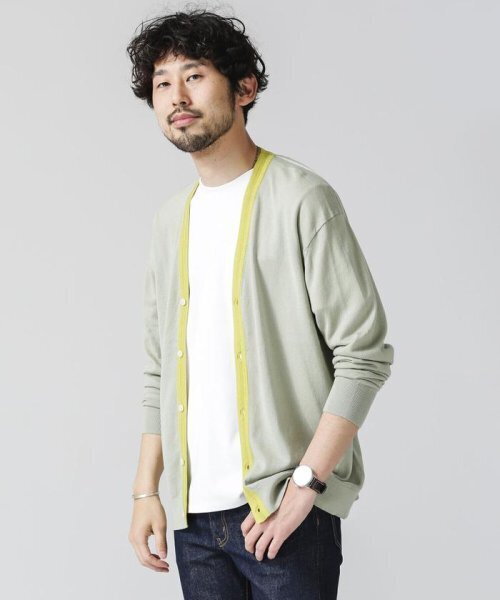 nano・universe フロント配色ニットカーディガン