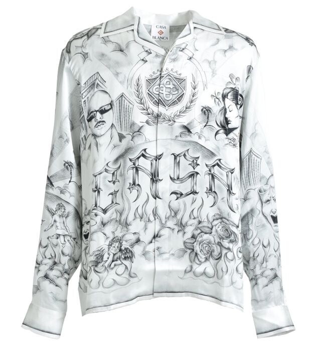Casablanca LONG SLEEVE CUBAN COLLAR SHIRT TATTOO