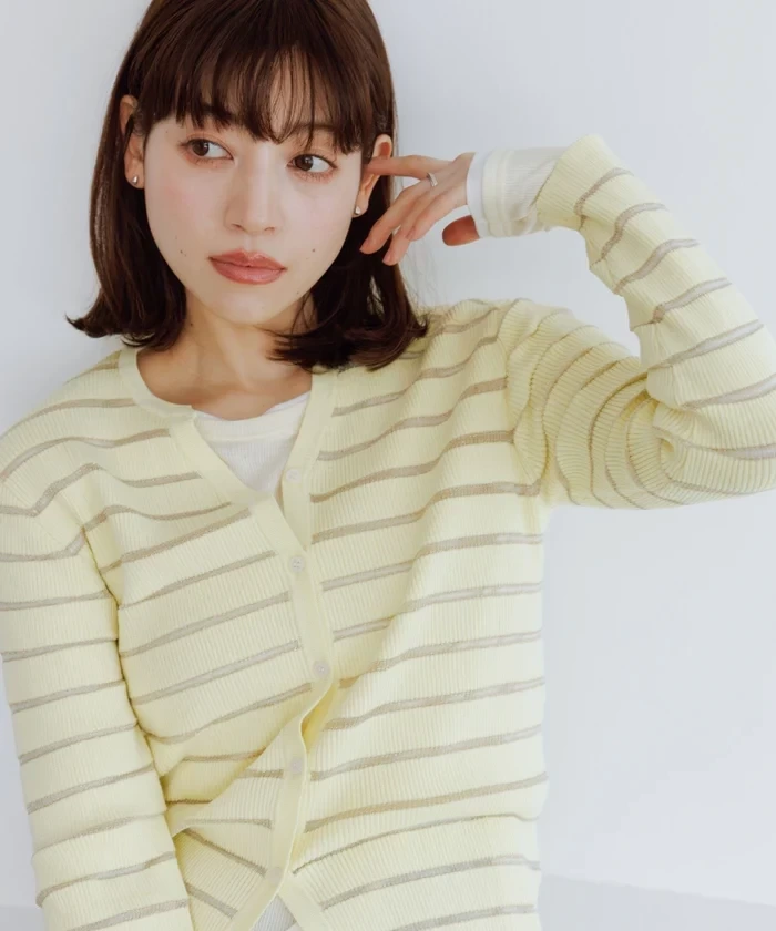 ROPE\' PICNIC シアーボーダーニットカーディガン