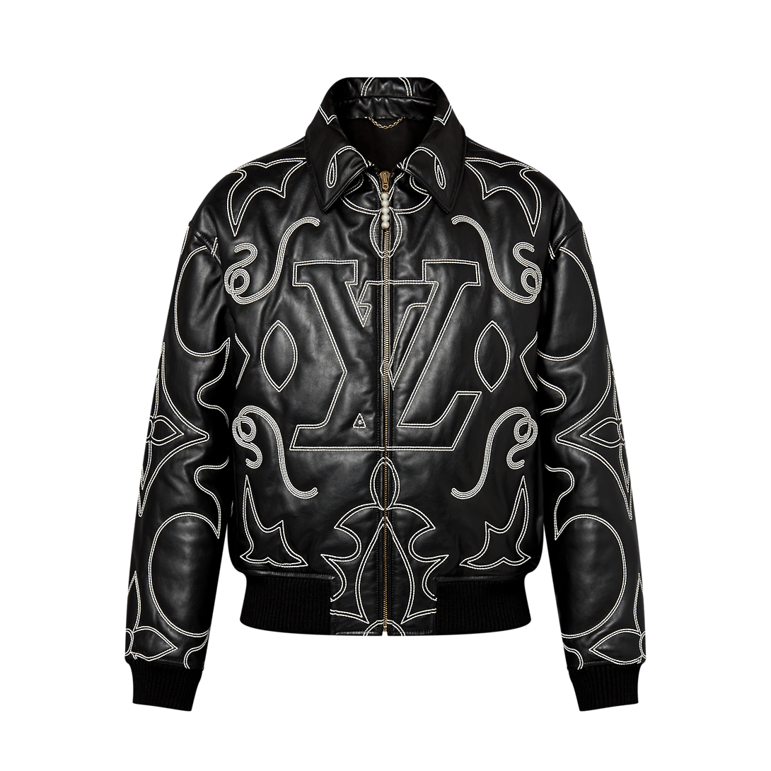 LOUIS VUITTON エンブロイダードレザーボンバージャケット