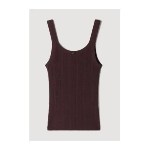 Sandro Paris Pointelle knit vest top with bow