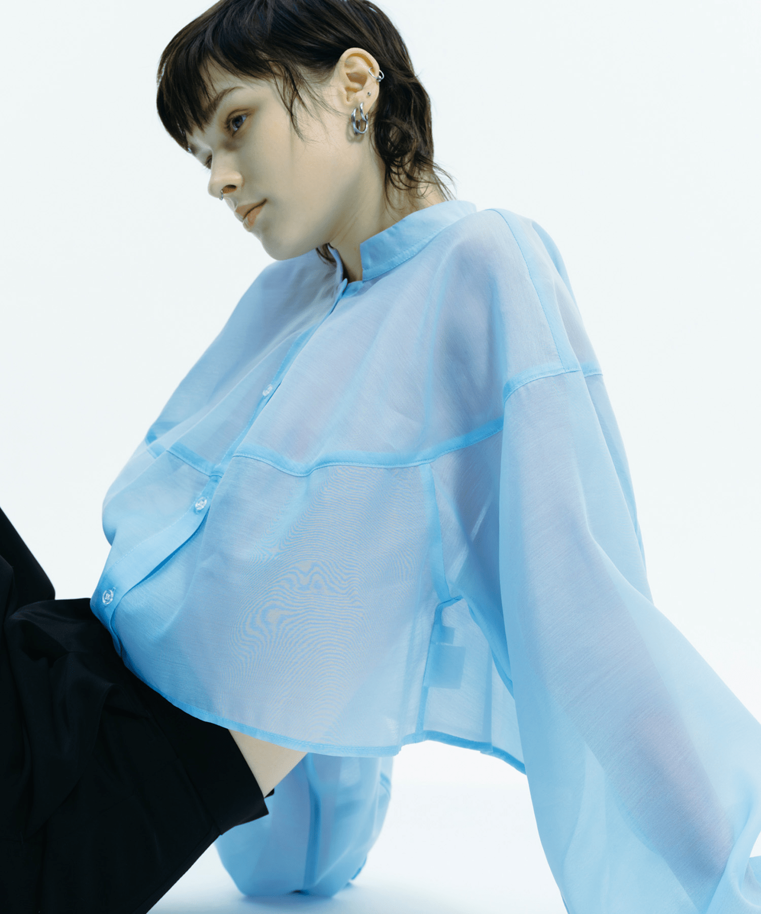 LAEMUSE SHEER CROPPED SHIRT