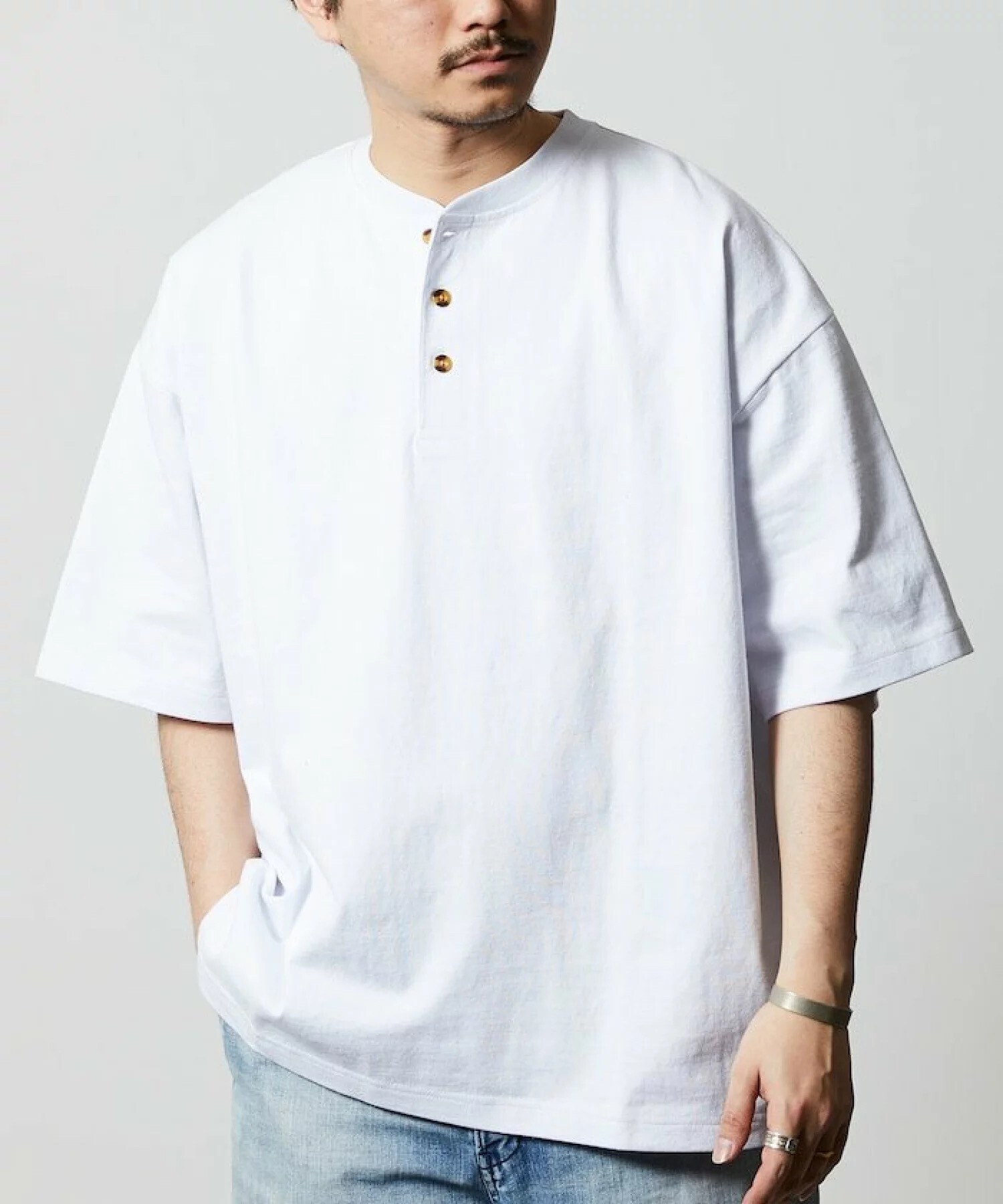 FREAK'S STORE 9オンス Heavyweight ビッグシルエット ヘンリーネックTシャツ ヘビーウェイト