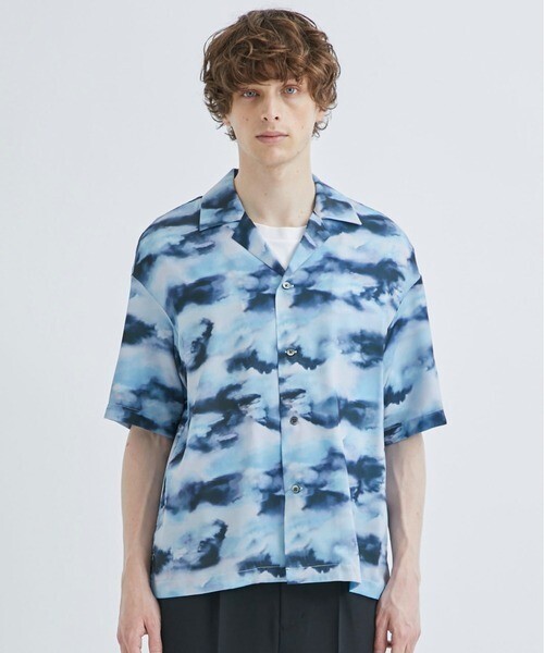 STUDIOUS Water bleed open collar shirt