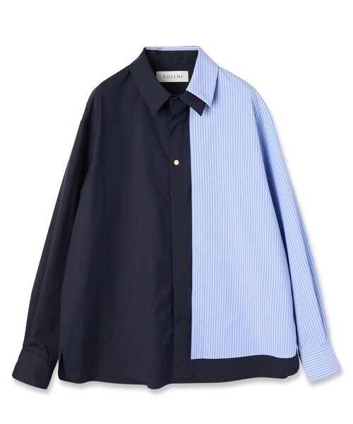 CULLNI Stripe Asymmetrical Layered Shirt