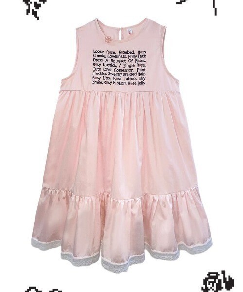 L.H.P NOFFICIALNOFFICE/ROSE POINT LETTERING DRESS PINK