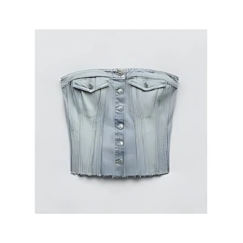 ZARA TOP DENIM TRF CORSET STYLE