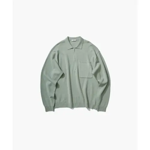 ATON LINEN WOOL BRUSHED | ZIP UP POLO SWEATER