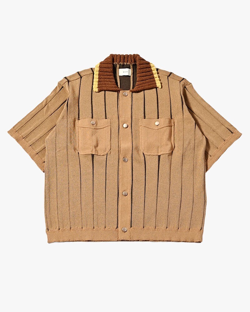 KOOI CLASSIC RIB KNIT SHIRT -BEIGE-
