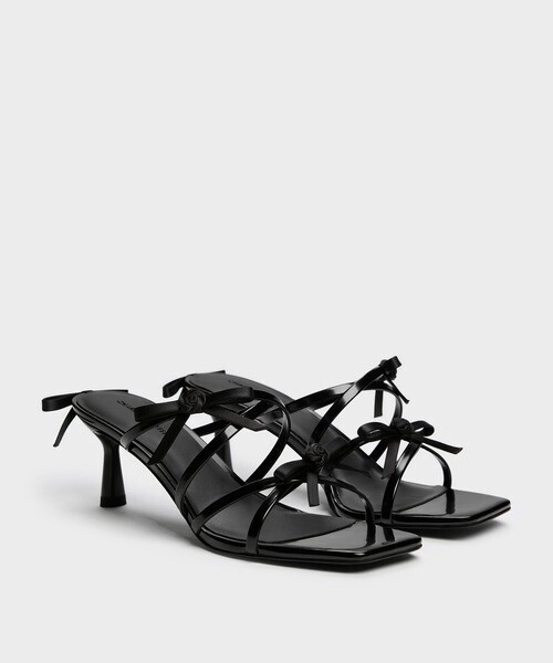 CHARLES & KEITH Kelis ケリス ローズボウ ストラッピーヒールミュール