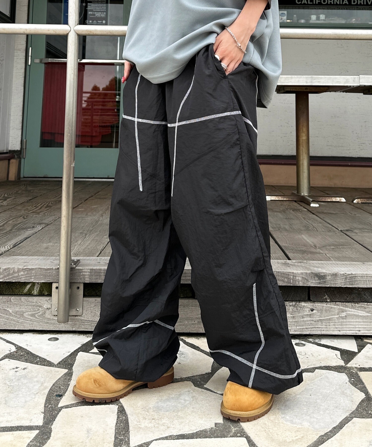 sedacle ステッチ切り替えナイロンパンツ