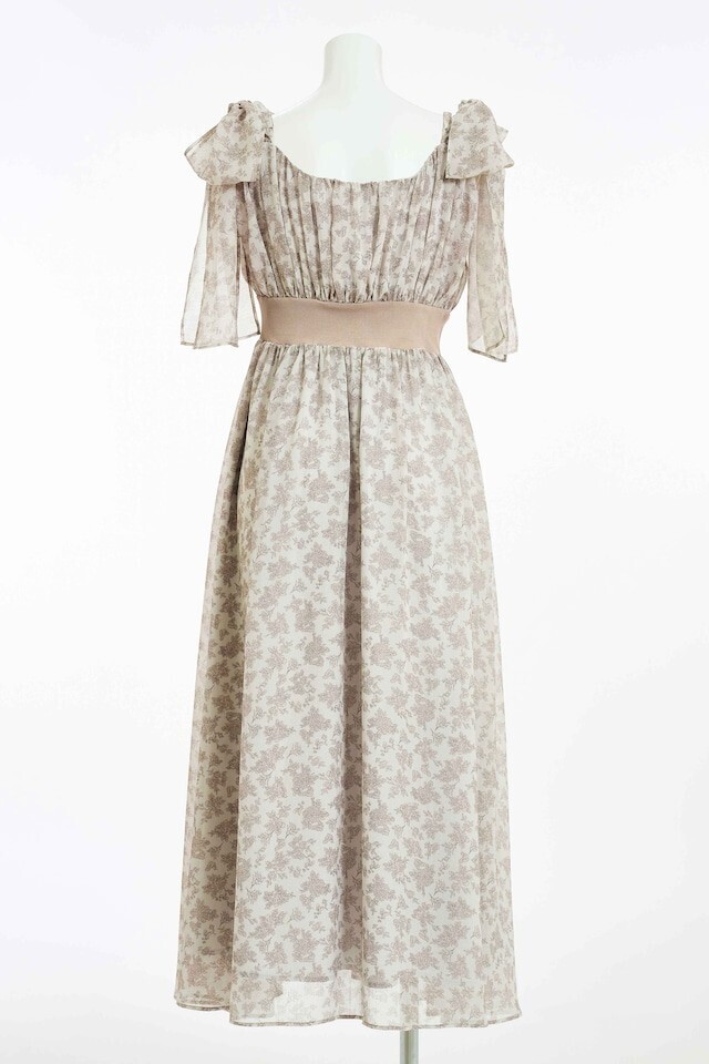Crayme, Ribbon Shoulder Chiffon Dress
