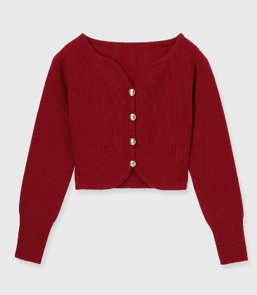 EIMY ISTOIRE Heart neck ウールカシミヤカーディガン