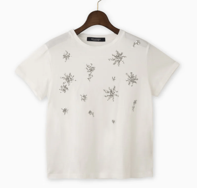 Brahmin スパンコール刺繍Tシャツ