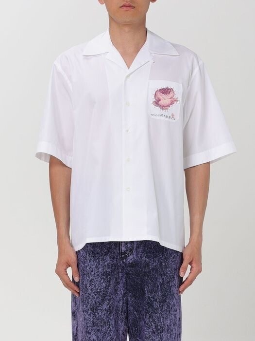MARNI 花柄アップリケコットンシャツ