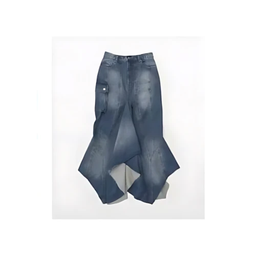 PRANK PROJECT Wavy Hem Denim Skirt