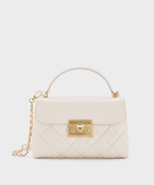 CHARLES & KEITH Alva アルヴァ キルトチェーンストラップトップハンドルバッグ