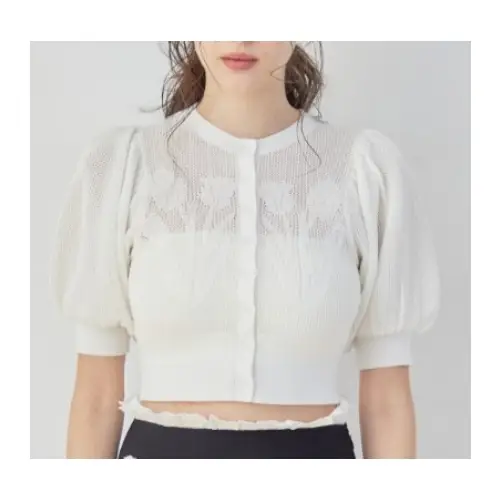 loin. Tulip crochet cardigan【white】125017