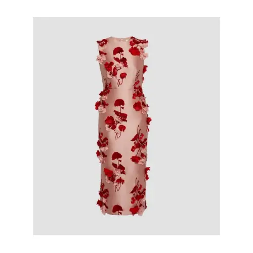 ERDEM Floral Embroidered Mikado Sleeveless Midi Dress