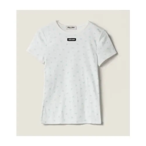 MIU MIU リブ編み ジャージー Tシャツ