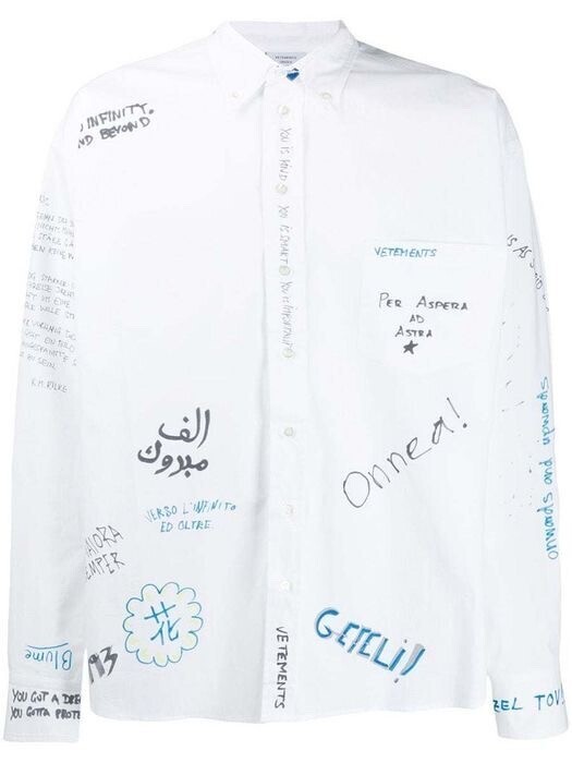 VETEMENTS Scribble Button Down シャツ
