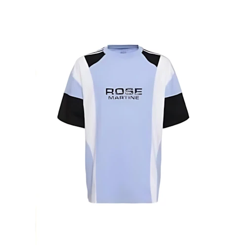 MARTINE ROSE OVERSIZED PANELLED T-SHIRT/BLUE/WHITE(MRSS24-630)