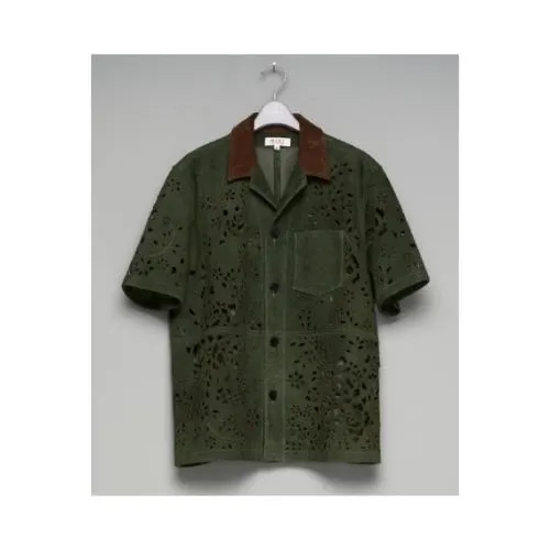 MASU BANDANA HOLE LEATHER HALF SLEEVE SHIRT