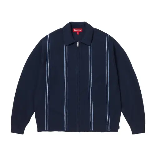Supreme Stripe Zip Up Polo Sweater