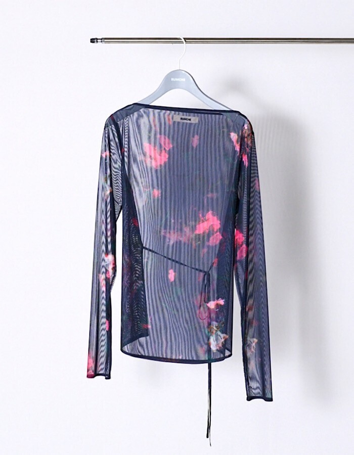 RUMCHE Crystal Flower Sheer Tops