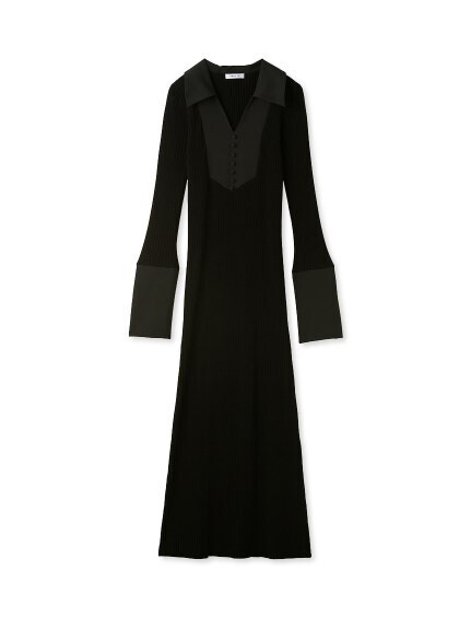 FRAY I.D シャツカラーリブニットワンピース