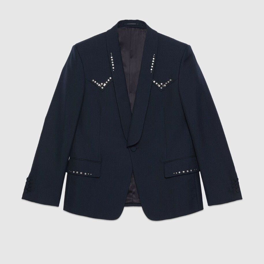 GUCCI クリスタル付き ウールツイル ジャケット