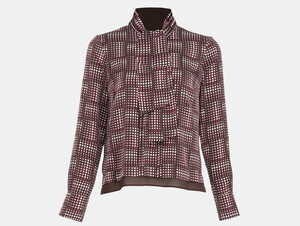 aquascutum ドットプリントボウタイブラウス