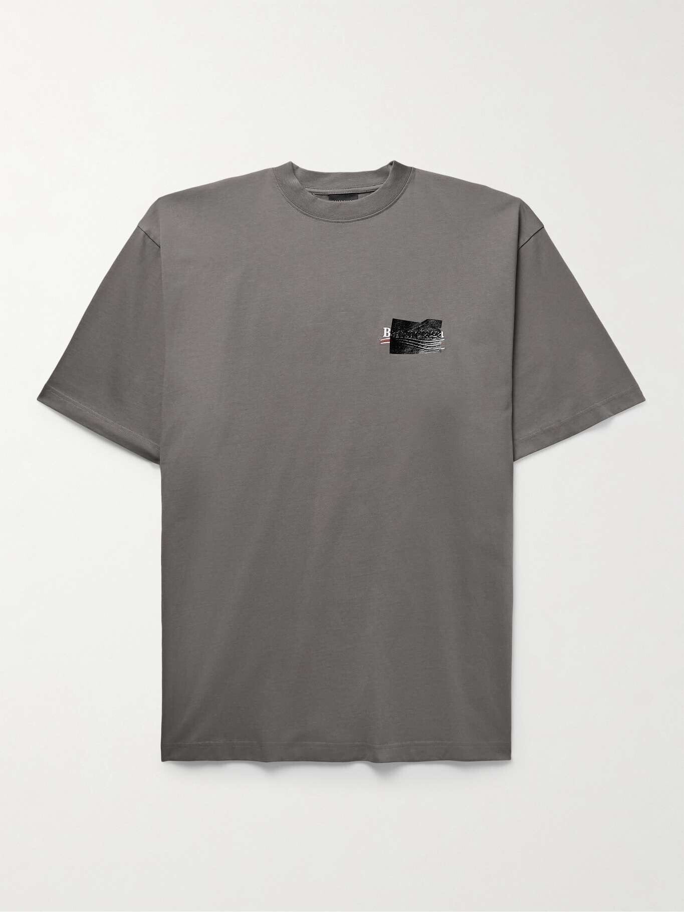 Balenciaga コットンジャージー オーバーサイズ Tシャツ ロゴ刺繍入り