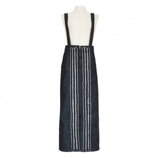 BayBee center fringe denim skirt(black)