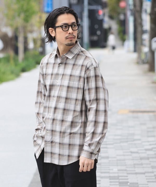 B:MING by BEAMS チェック レギュラーカラー シャツ
