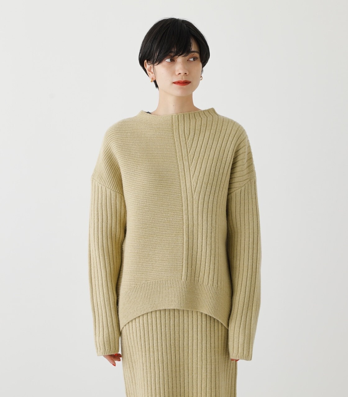 AZUL by moussy RIB KNITTED ASYMMETRY TOPS