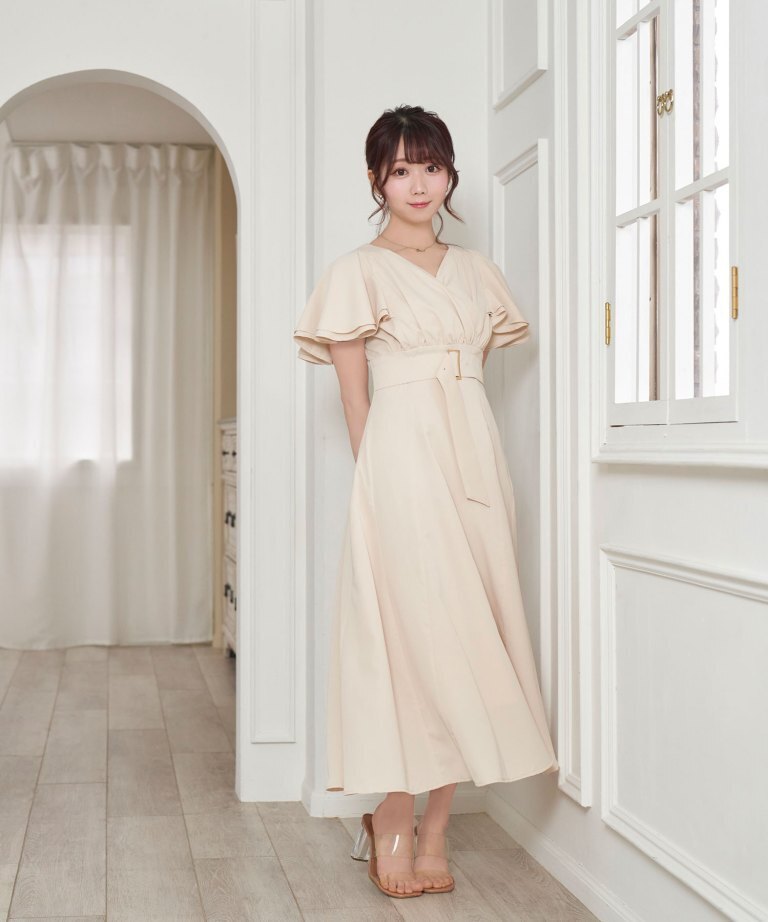 Rosé Muse flare sleeves dress