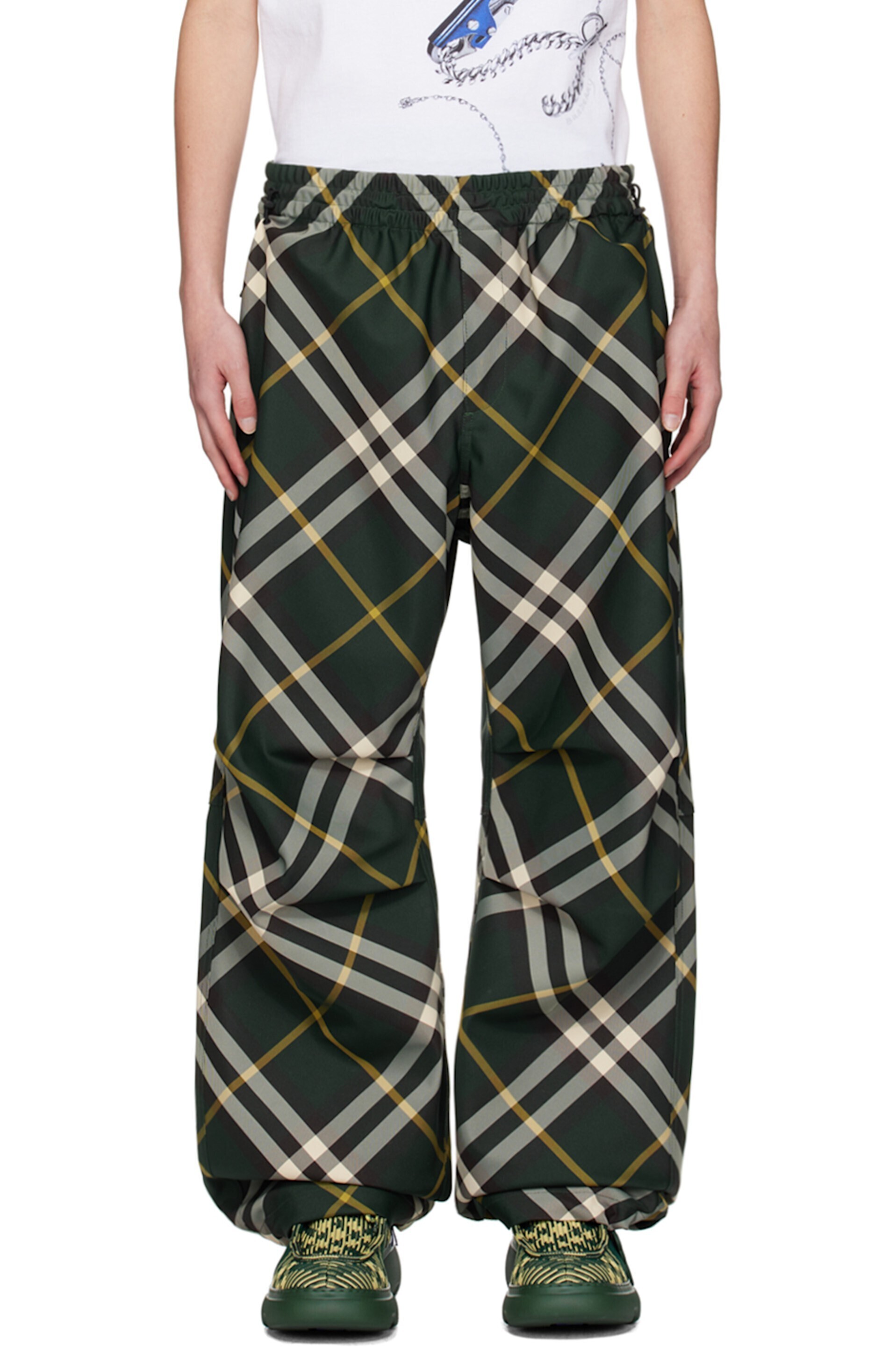 BURBERRY グリーン チェック トラウザーズ