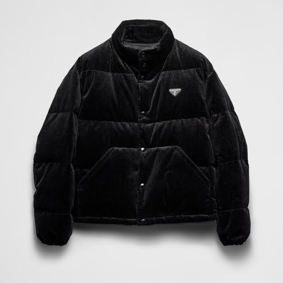 PRADA クロップド コーデュロイ ダウンジャケット