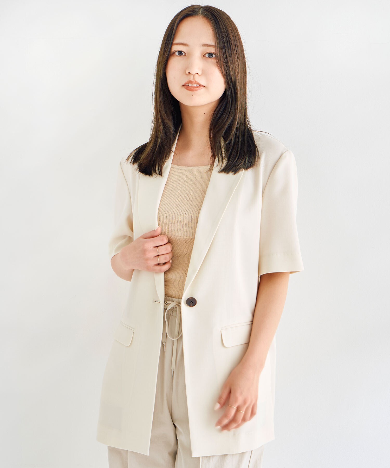 COCODEAL サイドスリットハーフスリーブジャケット