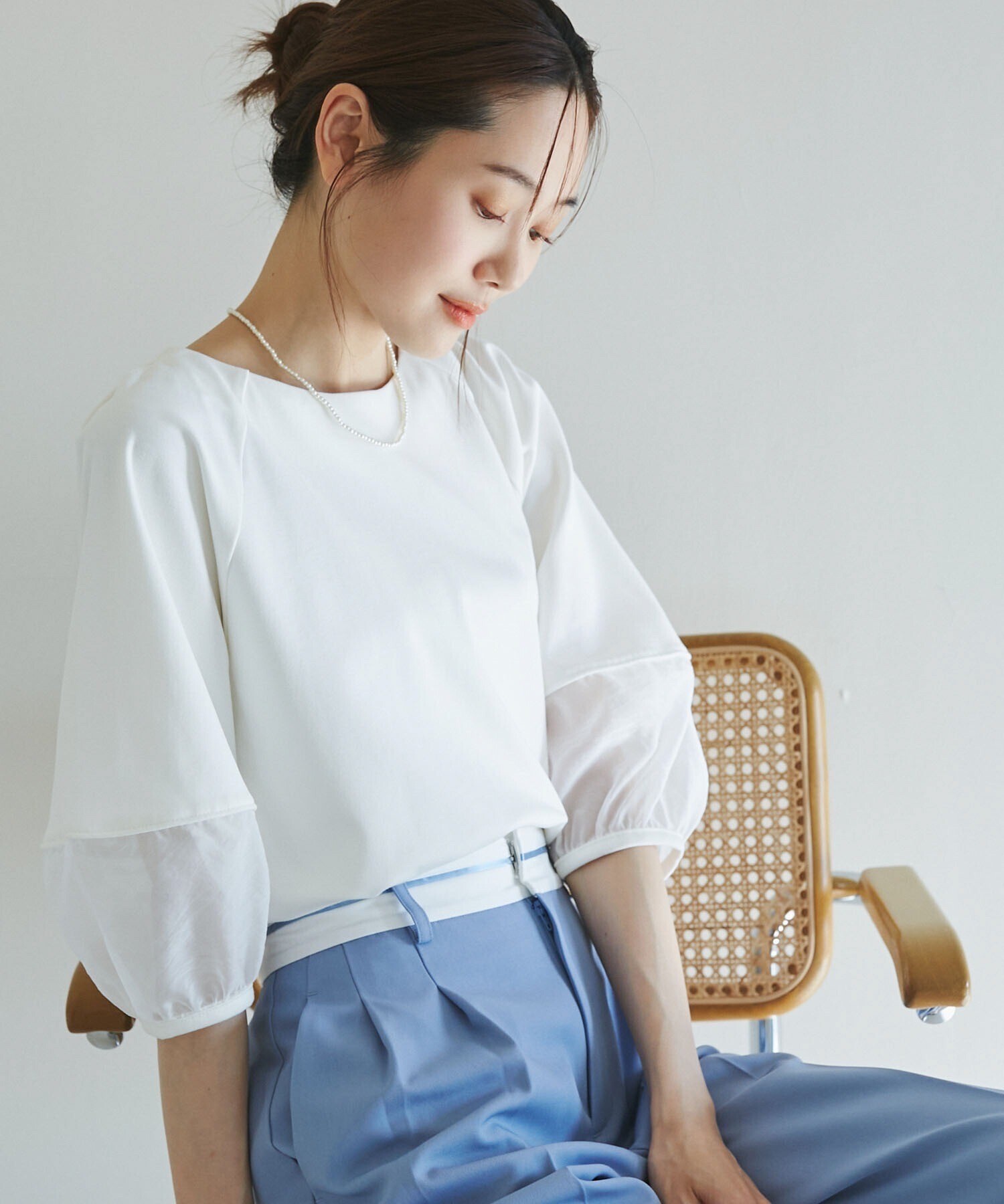 ROPE' PICNIC スリーブデザインショート丈カットトップス
