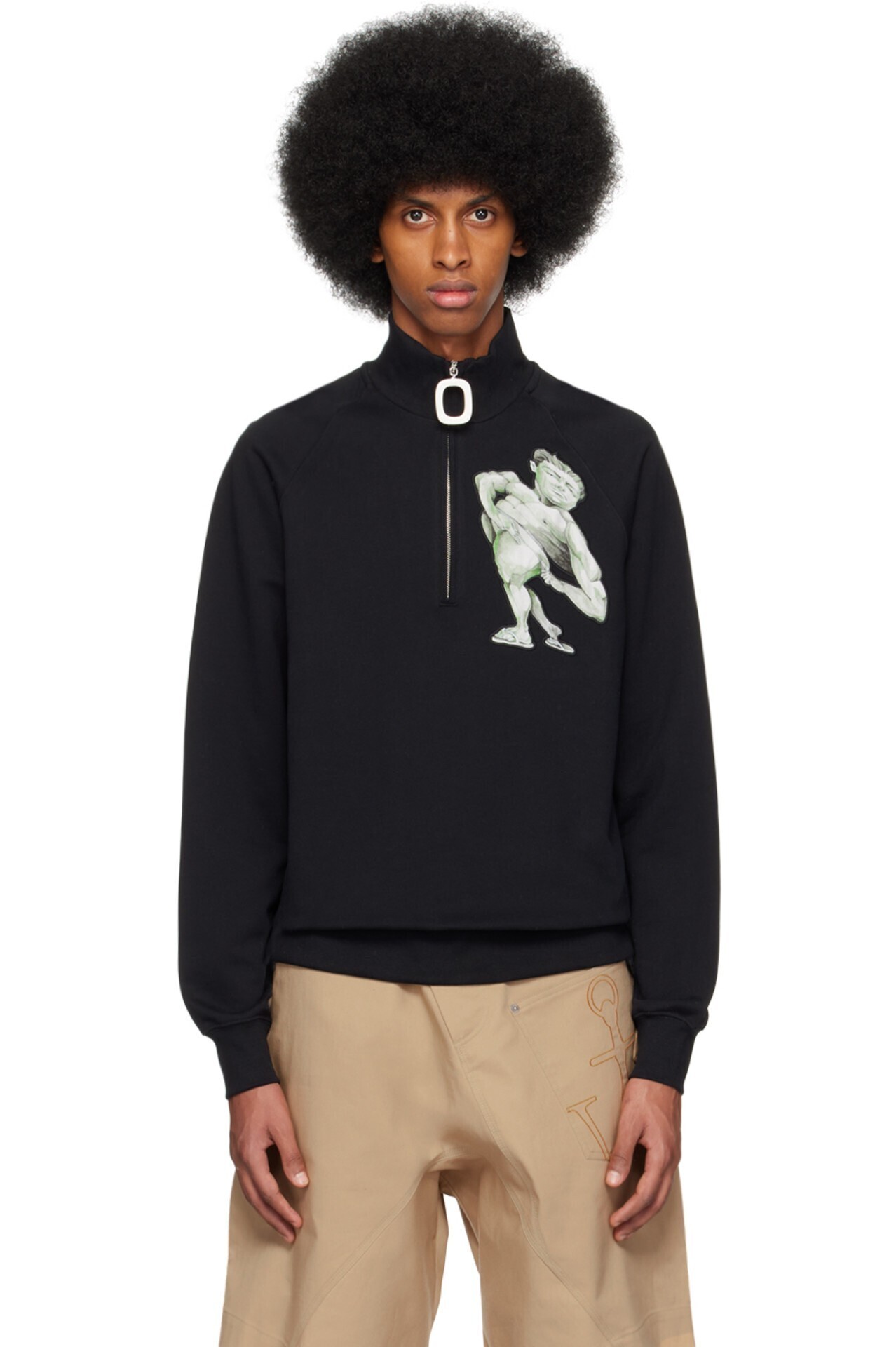 JW ANDERSON ブラック ハーフジップ スウェットシャツ
