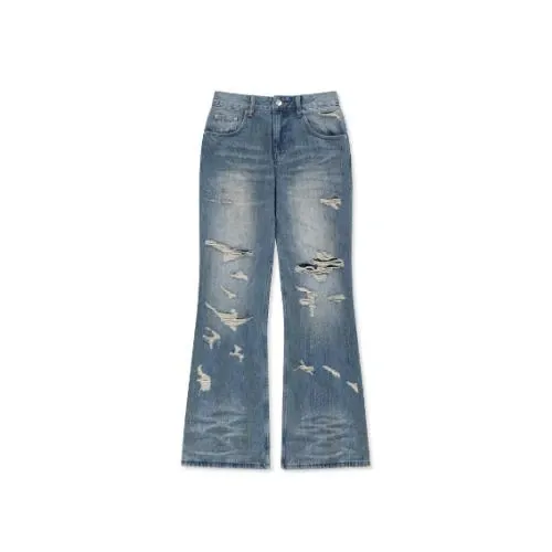 Matin Kim SLUB DAMAGE BOOTCUT DENIM PANTS