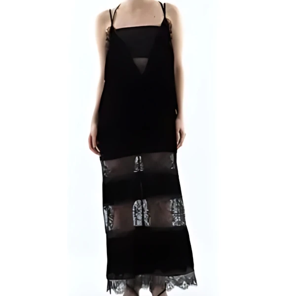 TANAKA DAISUKE black lace velour camisole dress