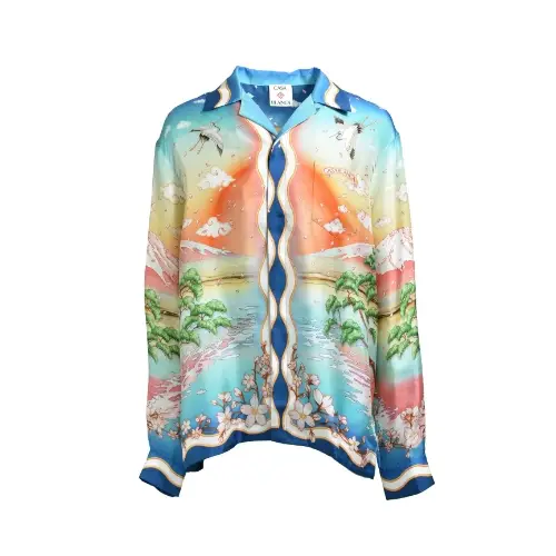 CASABLANCA CUBAN COLLAR LONG SLEEVE SHIRT