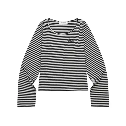 MUCENT LINERA U-NECK STRIPE LONG SLEEVE T